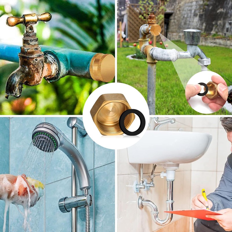 4 Pcs Brass End Cap, Internal Thread Brass Spigot Cap