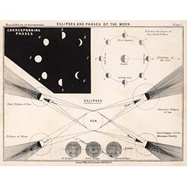 Historic Map - 7. Eclipses and Phases of The Moon, 1892 Celestial Atlas - Vintage Wall Art - 24in x 18in