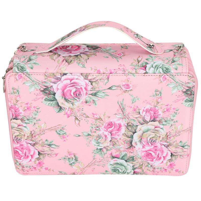 Pencil Case Rose Printed Multi Layer Zipper 252 Slots Portable