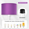 Modern White Floor Lamp with Purple Lampshade, 59" Tall, Foot