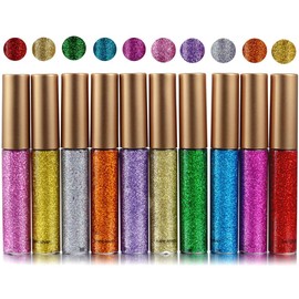10 Pcs Glitter Liquid Eyeliner Metallic  Glitter Eyeshadow Waterproof Long Lasting Makeup Eyeliner