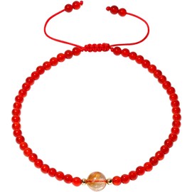 Lightock Reiki Crystals with Citrine Beaded Anklet Spiritual Gemstones Energy Ankle Bracelets for Women Beach Foot Jewelry (Red Agate)