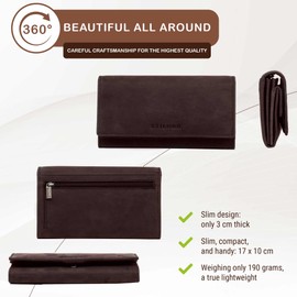 STILORD 'Marquesa' Women's Leather Wallet RFID Protection - Large Vintage Purse with NFC Blocker, Many Compartments, Genuine Leather Gift Box, Colour:Veleta - Brown