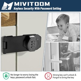 Cabinet Locks Hasp Latch, Password Hasp Locks Stainless Steel Safety Packlock Clasp Hasp Lock Latch, Rotary Door Lock Hasp with Screws for Cabinets, Barn Door, Bathroom, Outdoor, Garden (4 Inch)