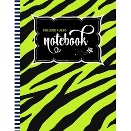 College-Ruled Notebook: Large 8.5x11 Composition Book / 100 Sheets (200 Pages) / Numbered Pages / Note Taking Gift For Back To School - Writing / Neon Lime Green Black - Abstract Zebra Animal Print