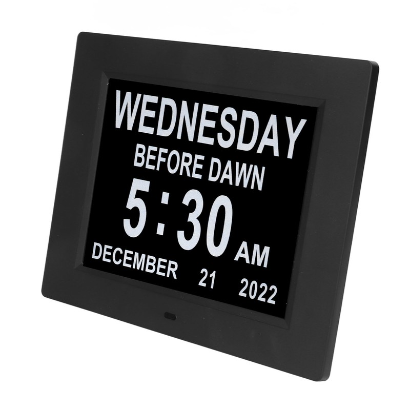 8inch Digital Day Calendar Clock Alarm Reminders 8 Languages Large