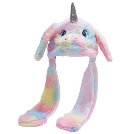 TOZBLEU Costume Headgear, 1 Piece Plush Animal Unicorn Ears Hat Hat with Wiggle Ears, Press the Animal Hat Make the Ears Move Toy Christmas Gift Cosplay Birthday