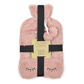 Leak Proof Rubber Bag 1.5 L Hot Water Bottle Eyelash Pink Plush Fleece Cover Eye Mask Durable Hot Compress Heating |Heat or Cold Therapy|Body Warmer | For Home|Office|Travling|Xmas Gifting Or Treating