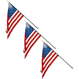 3 PACK USA School Classroom 16X24" Stick Flag SET Steel Wall Bracket (3FT STAFF)