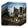 3.5 Inch Soft Square Coasters Art (x8)- Hiking Boots you're