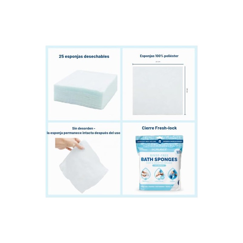 Scrubzz Toallitas de baño desechables - Toallitas de ducha todo