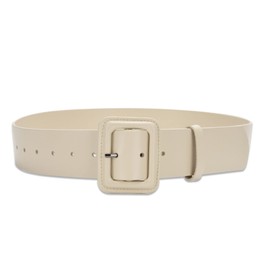 LumiSyne Women's Wide Leather Belt Classic Plain Large Square Buckle Women Waist Belt Vintage Cinch Belt High Waist Wide Belt for Dress Shirt Jumpsuit Coat, beige