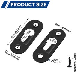 ZIUZI 30Pcs Single Keyhole Hangers, Flat Metal Keyhole Hangers, Keyhole Hanging Plates with Screws for Mirror Picture Frames, 45 x 16 mm (Black)