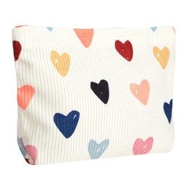 Ksriylm Cute Heart Makeup Pouch for Women Small Make Up Bag for Purse Zipper Initial Makeup Cosmetic Bags Pouches for Purse Aesthetic Travel Toiletry Bags, Colorful Hearts