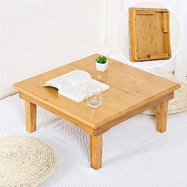 SH-tables Folding Table, Japanese-Style Household Square Bamboo Table, Computer Table, Desk, Low Bamboo Table, Multi-Function Small Dining Table, Various Sizes (Size : 80x80×32cm)