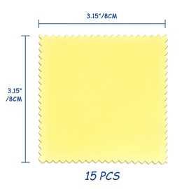 15 Pack Jewelry Cleaning Cloth Polishing Cloth Yellow Jewellery Cleaning Cloths for Sterling Pearl Gold Platinum and Silver 8 x 8 cm