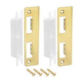 sourcing map 2 Sets Door Strike Plate, 38mm x 143mm Stainless Steel Latch Deadbolt Replacement Lock Strike Plate for Door Frame Door Jamb Reinforcement, Gold