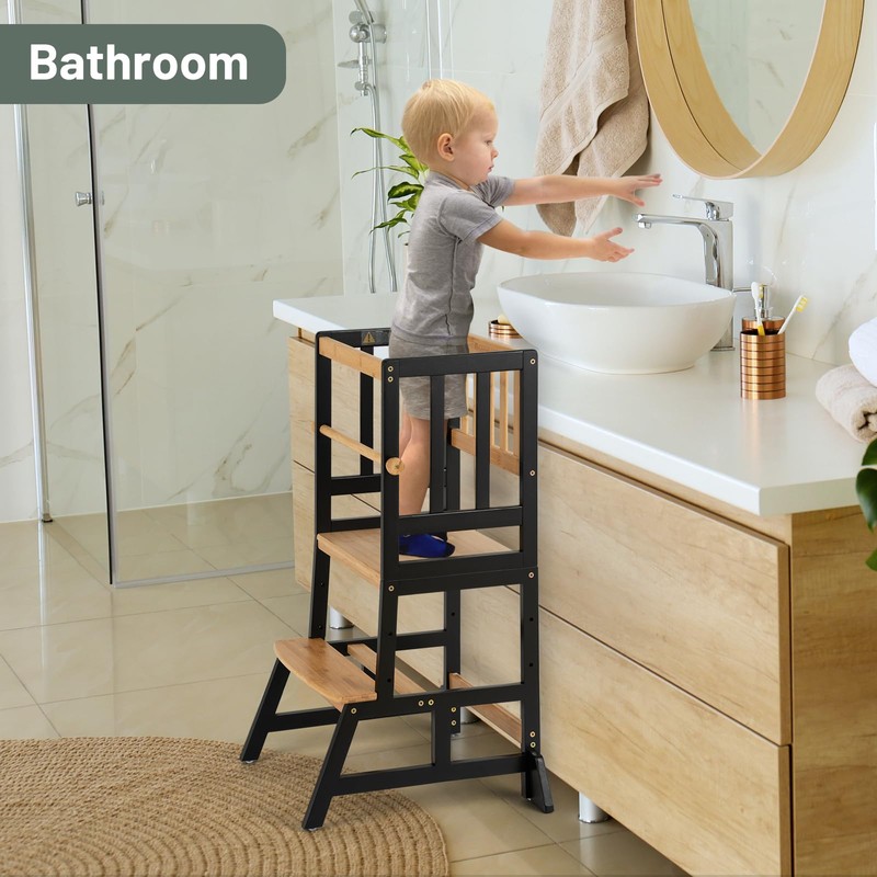 COSYLAND Toddler Standing Tower - Adjustable Height Toddler Kitchen Stool