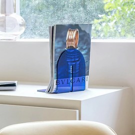 Book End for Heavy Books, Acrylic Clear Bookends Decorative Unique to Hold Books L-Shaped Heavy Duty Color Book Holders Stopper for Shelves Kids (Blue)