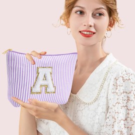 Valentines Day Gifts for Her - Birthday Gifts for Women Large Capacity A-Z Cosmetic Bags Preppy Makeup Bag Women's Portable Toiletry Bag