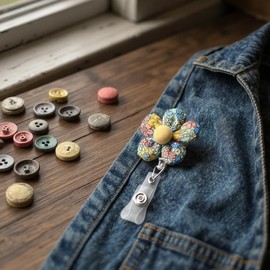 Flower Badge Reel Holder Retractable Clip Cute Floral Badge Reels