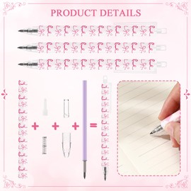 Sayglossy 36 Pcs Preppy Pink Coquette Bow Tie Pencils Preppy Girly Stuff 6 Styles Aesthetic Retractable Pencils Back to School Office Supplies Gift for Daughter Student Teacher Clas