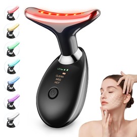Face Massager Against Wrinkles, 7-in-1 Face Beauty Device with 3 Modes, 42°C Anti-Wrinkle Face Device, Microcurrent Facelift Device, LED Photon Therapy, EMS Face Care Device (Black)