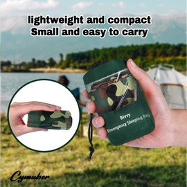 Emergency Sleeping Bag Survival Bag,Cymuber 2 Pack Portable Waterproof Thermal Bivy Sacks Tac Bivvy Bags,78"x 47" Camping Mylar Sleeping Bag Survival Gear Emergency Blankets Survival Shelter