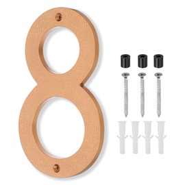 PATIKIL 10 Inch House Number, House Address Numbers Sign Large Floating Modern with Screws for Outside Door Wall Street, Gold, 8