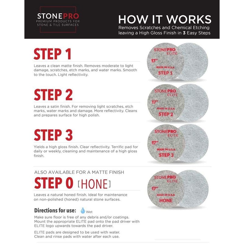 StonePro Elite Diamond Impregnated Pads (17 inch Step 2)