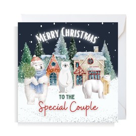 Second Ave Special Couple Christmas Polar Bear Square Xmas Holiday Festive Greetings Card