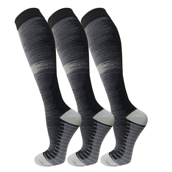 Paquete de 3 calcetines de compresión de cobre, calcetines de compresión para mujeres y hombres, lo mejor para uso médico, correr, atletismo