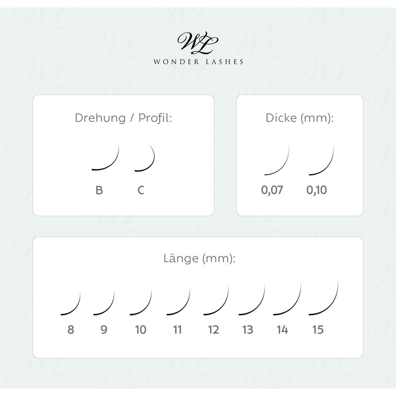 WL Wonder Lashes Fertige Wimpernfächer 10-in-1 für Professionell 0,1 oder
