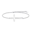 YZSFMZGE 925 Sterling Silver Cross Anklet for Women 14K White