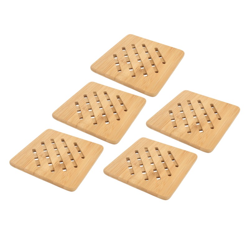 5 Pcs Bamboo Hot Pad Table Mat Bamboo Trivet Pot