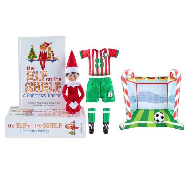 The Elf on the Shelf Christmas Tradition Box Set with Elf (Light Tone Boy), Story Book and North Pole Goal and Gear Claus Couture Accessory (Multi-Item Bundle)
