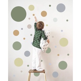 Multicolor Dots Wall Decor Big Polka Dots Wall Decals Peel and Stick Vinyl Wall Stickers for Bedroom Wall Decor Neutral Nursery Classroom Kids Playroom Wall Decor