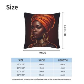 Abucaky Pillowcase Set of 2 African American Black Woman Throw Pillow Covers Shells for Couch Office Bedroom Home Decoration, 18"X18"