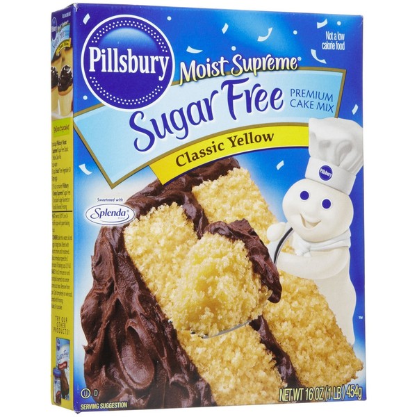 Pillsbury Moist Supreme Sugar Free Classic Yellow Cake & Cupcake Baking Mix, 16 Oz