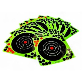 Splatter Type Shooting Targets, Pack Of 20, Size 8 inch x 8 inch, Entry Hole Turns Yellow When Hit, For 177, 22 Air Rifles & Pistols, Air Soft And BB guns.