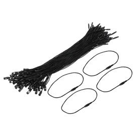 MECCANIXITY Polyester Rope Hang Tag String Snap Lock Pins Loop Price Tag Fastener Plastic Tags Ties 190mm/7.48 Inch Length,0.6mm/0.02 Inch Dia,Pack of 200,Black