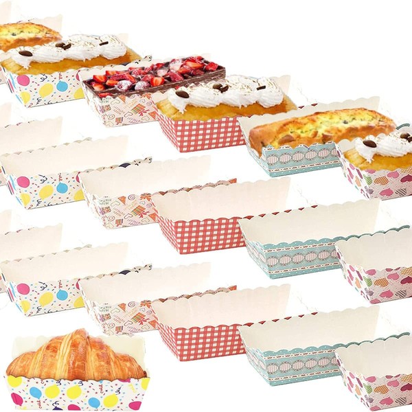mengger 200Pcs Rectangulaire Moules de Cuisson papier Caissettes Cupcakes Moulle Jetables Mini Cupcakes Muffins pour Les Mariages Carrées Printemps Carton 2 tailles