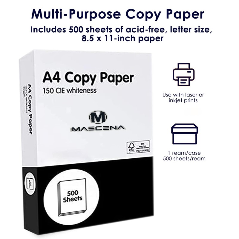 MAECENA 2 Reams of 1000 A4 Printer Paper Sheets -