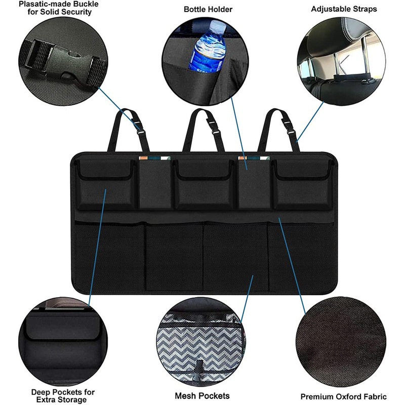Car Trunk Organizer, Backseat Hanging Organizer with 9 Large Storage