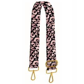 BeauBeast Purse Straps Replacement Crossbody, 2" Wide Shoulder Strap Adjustable, Gold Buckle Canvas Bag Handbag Belt for Crossbody Bags, Shoulder Bags, Guitar Purses Pink Black Leopard