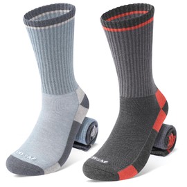 TENYSAF Wool Hiking Socks for Men - Women Lightweight Crew Merino Wool Socks with Cushion for Camping Hunting Work,2 pack