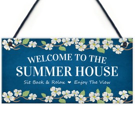RED OCEAN Welcome Signs For Summerhouse Hanging Wall Garden Plaque New Home Gift