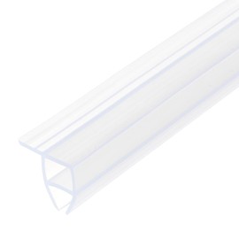 uxcell Shower Door Side Seal, Corner-Type Shower Door Sweep for 1/4" Glass 130" Long Silicone Frameless Glass Door Seal Strip, Stop Shower Leaks, Clear