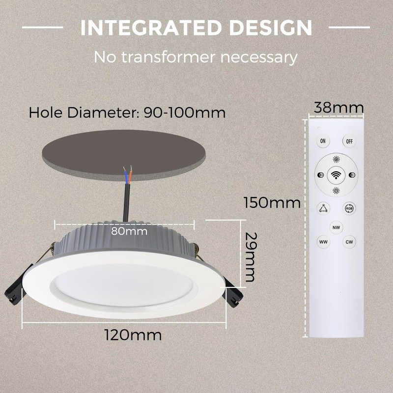 Großcat LED Recessed Spotlight, 230 V, RGBW, Smart LED Spotlights,