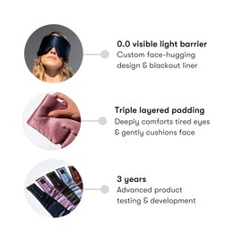 DROWSY Silk Sleep Mask - Face-Hugging, Padded Cocoon for Luxury Sleep in Total Darkness - 100% Pure Mulberry Silk (Dusty Gold)